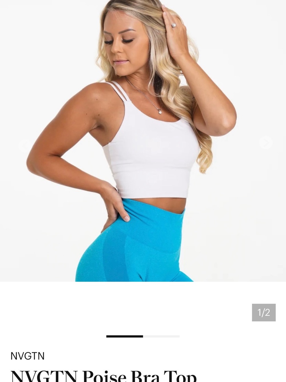 NVGTN White Double-Strap Crop Bra w/padding